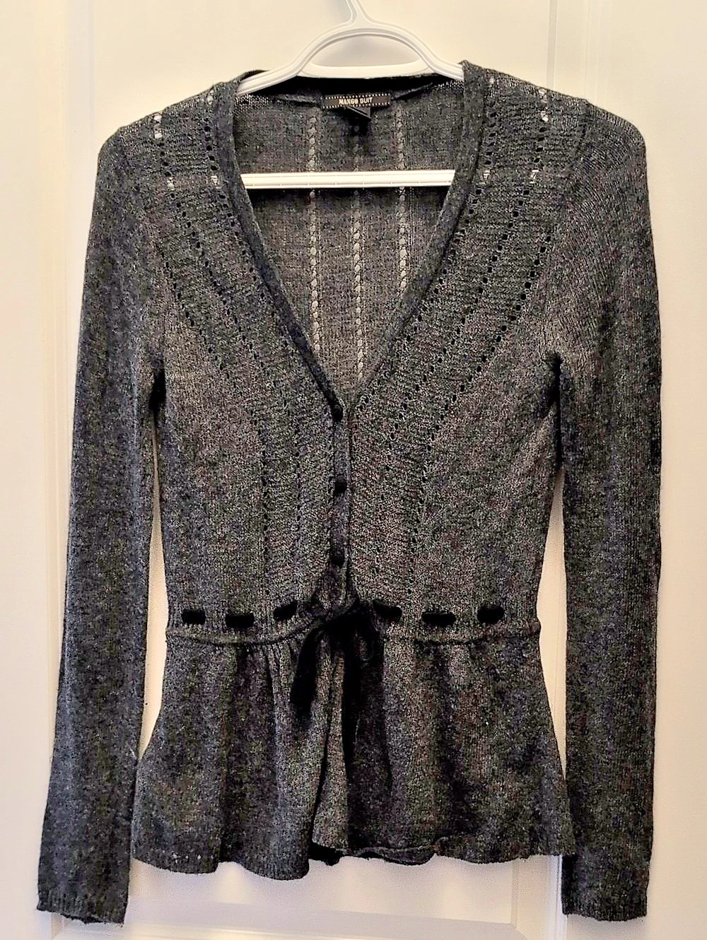 Mango Suit Knit Peplum Cardigan